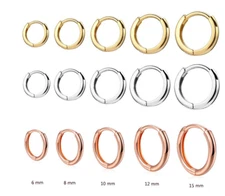 2Pcs Silver Gold Plated Plain Hinged Huggie Hoop Ear Earrings Women Girl PE49