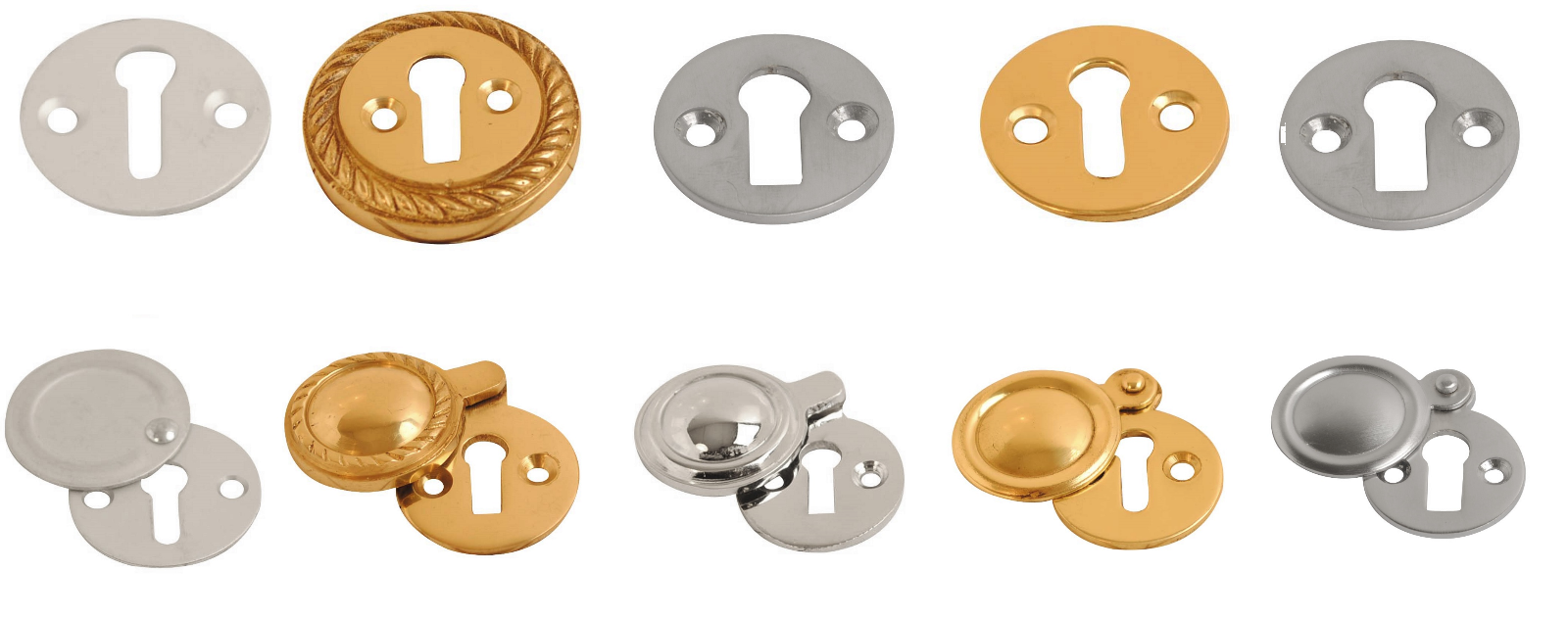 Key Hole Cover Escutcheon Open or Covered in Brass Chrome Satin