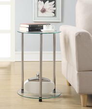 Convenience Concepts Classic Glass 2 Tier Round End Table, Clear Glass