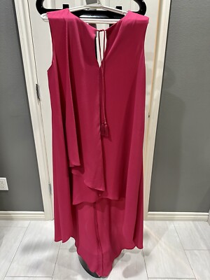 High/Low Sleeveless Maxi Dress, Raspberry Color Size L