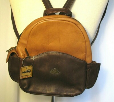 Vintage HARA Two-Tone Leather Mini Travel Event Bag Backpack  display picture 1