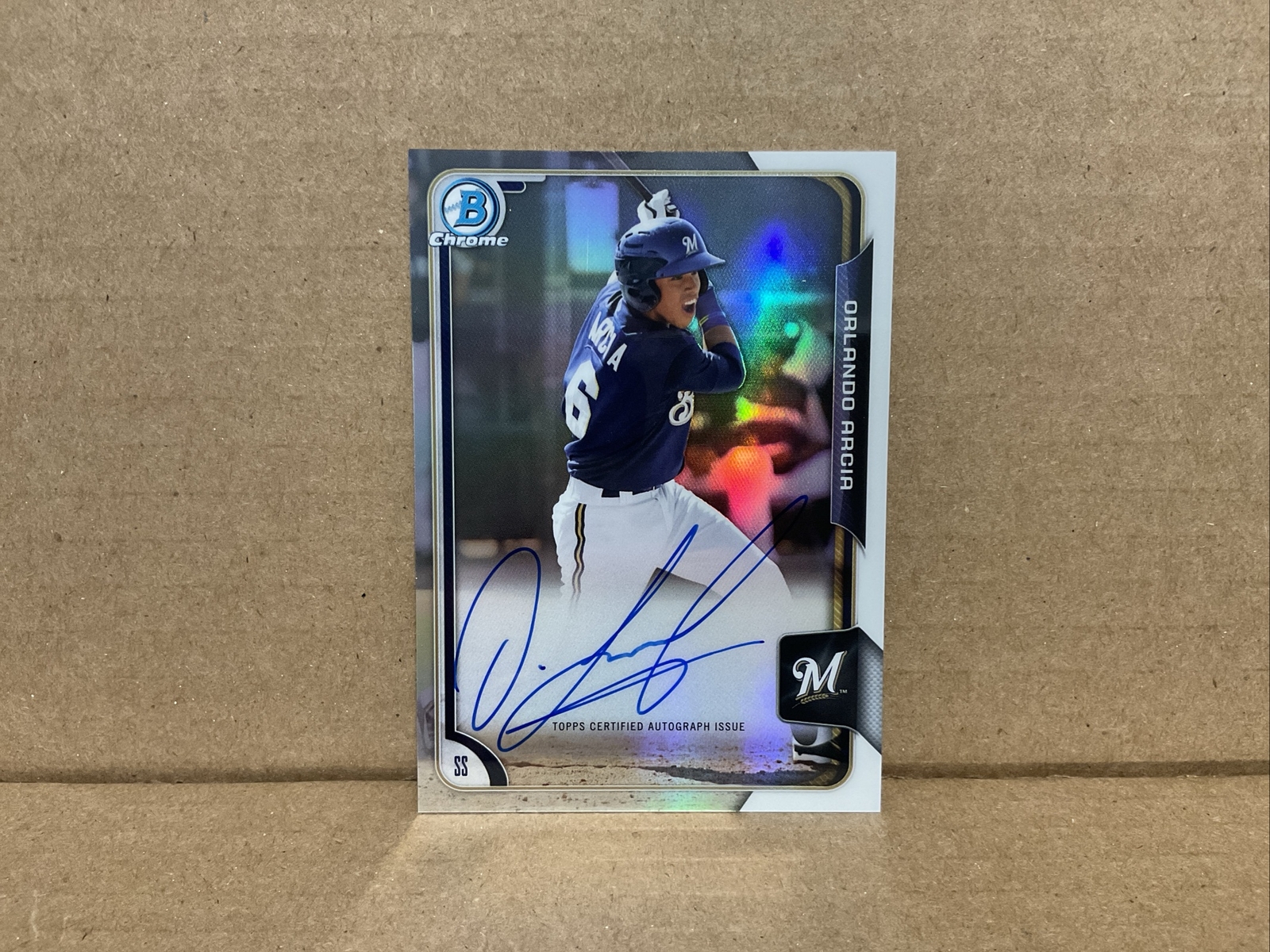 2015 Bowman Chrome Prospect Autographs Refractors Orlando Arcia Auto /499