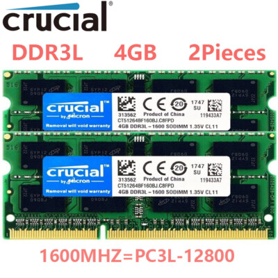 Crucial 8GB Kit x 4GB DDR3L 1600MHz PC3L-12800 Laptop