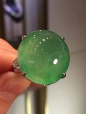 55 TCW Large Cabochon Green Peridot & Simulated Sapphire Luxury Engagement Ring