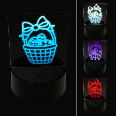 Easter Basket with Eggs 3D Illusion LED Night Light Sign Lamp