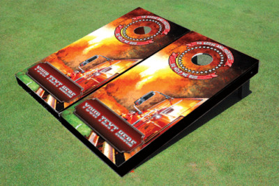 Firefighter Theme Cornhole Set - Regulation Size Boards With 8 Bags, Handmade In USA