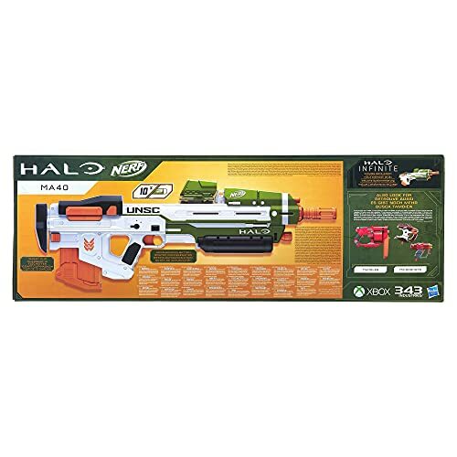 NERF Halo MA40 Motorized Dart Blaster Includes Removable 10-Dart