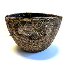 Antique Native American Indian Hand Weaved Basket; Large 13"; Late 1880's -1900