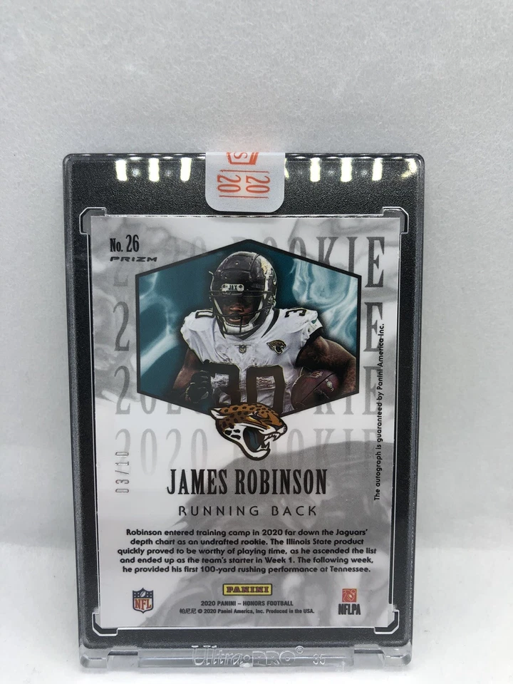 James Robinson 2020 Panini Honors Rookie Green Auto Jaguars #/10 SEALED - Image 4 of 4