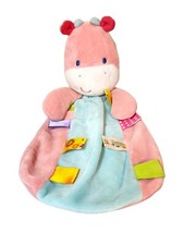 Taggies Pink Giraffe Cow Lovey Security Blanket Rattle Plush Baby Toy Soft 2015