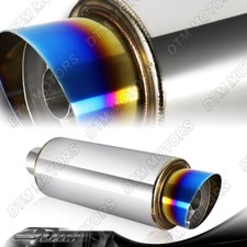 4 N1 Fire Ball Burnt Slant Tip T-304 Stainless Muffler W2.5 Inlet Universal