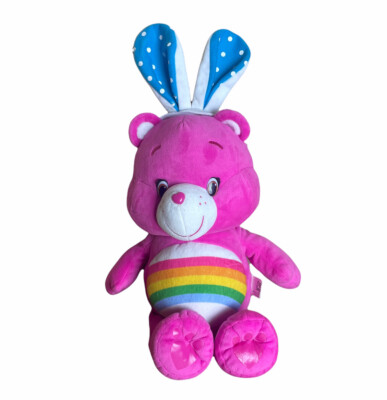 Just Play Care Bears Cheer Bear 14  Bunny Ears Easter Rabbit Plush Stuffed 2015