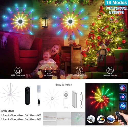 Smart USB Firework LED Fairy string Light RGBIC WS2812B Meteor Starburst lights - Picture 8 of 16