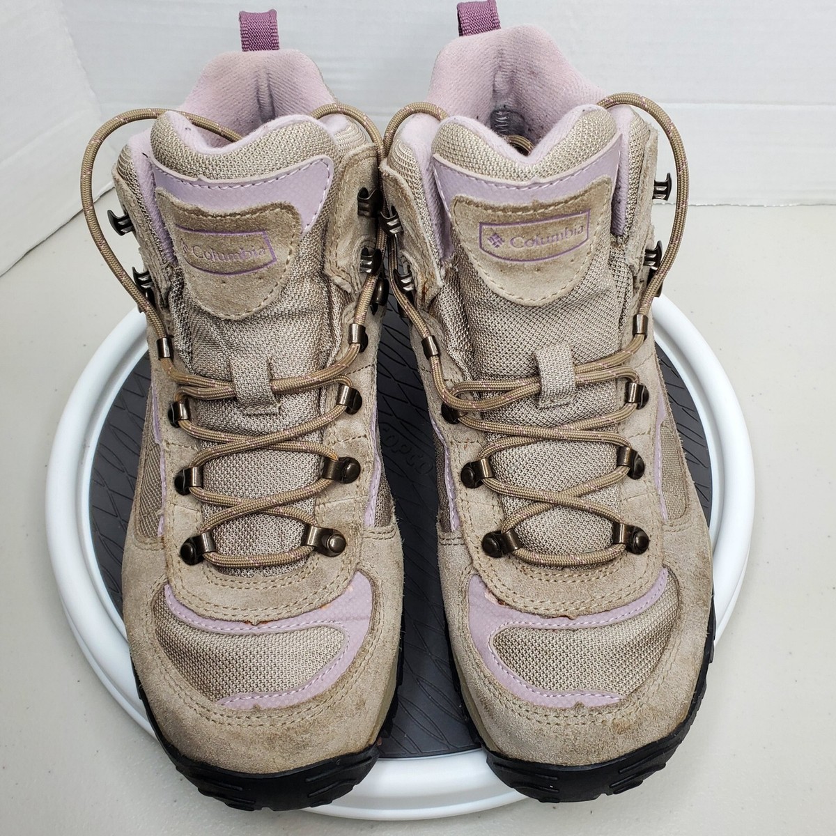 Columbia Boots Purple Gray Brown Suede Leather lodger ridge 