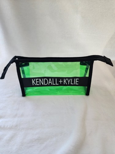 Kendall + Kylie Clear Cosmetic Bag Makeup Bag Green + Black Pre-owned
