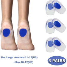 3 X Pair Gel Heel Support Shoe Pads Gel Orthotic Plantar Fasciitis Care Insoles