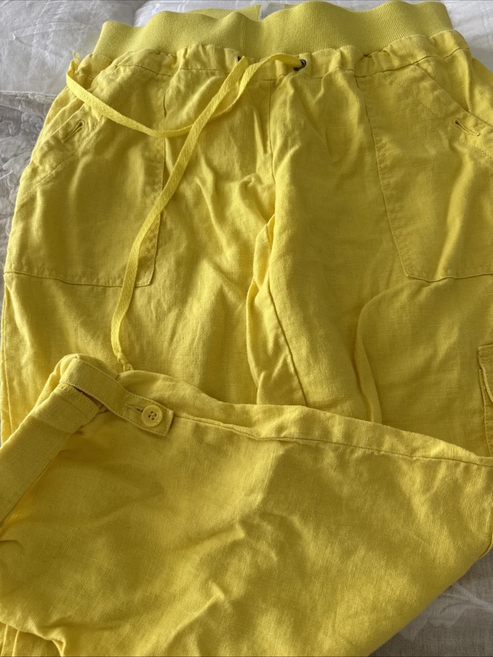 Playa Inc de lino recortado amarillo Foto 4 de 4