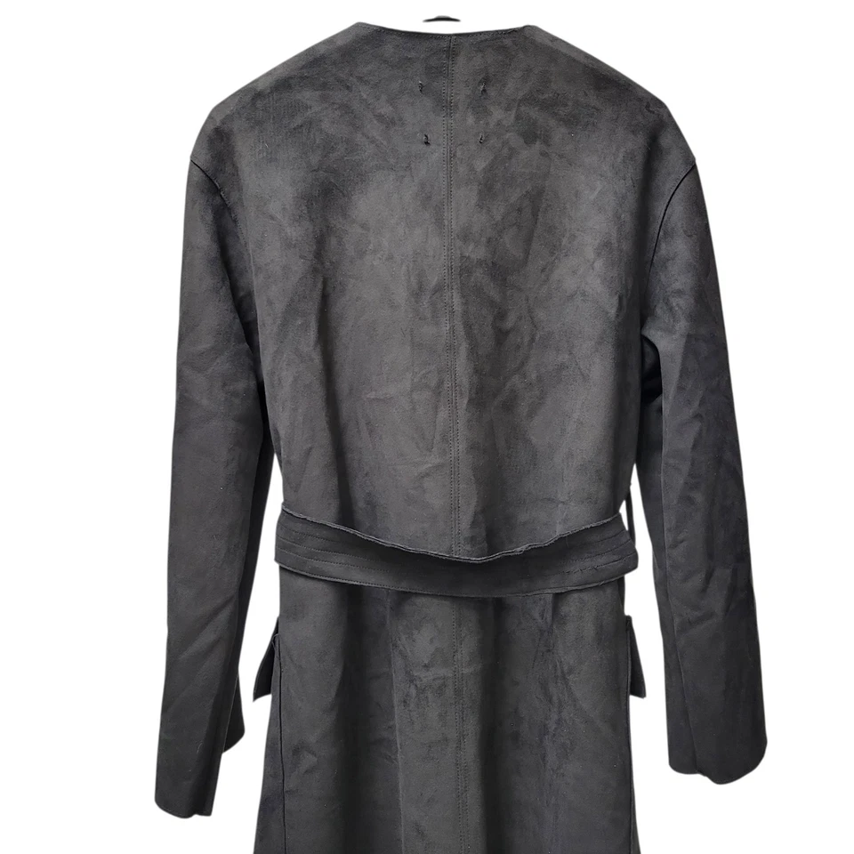 Gabardina negra de gamuza sintética sin cuello para mujer MNG Basics/MANGO talla XS  Foto 4 de 4