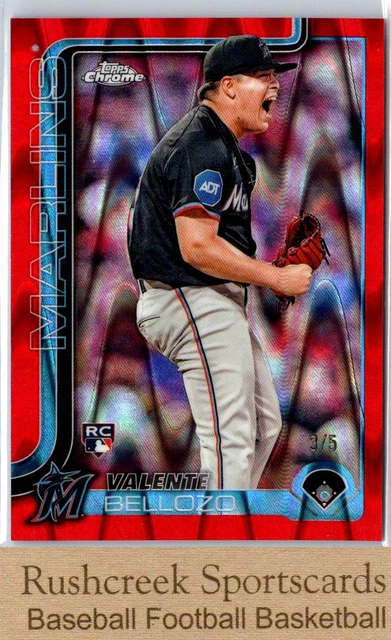2025 Topps Chrome #122 Valente Bellozo 3/5 RC Red RayWave Refractors