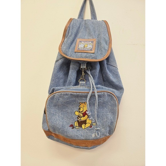Vintage Disney Winnie the Pooh Denim Backpack Nat… - image 1
