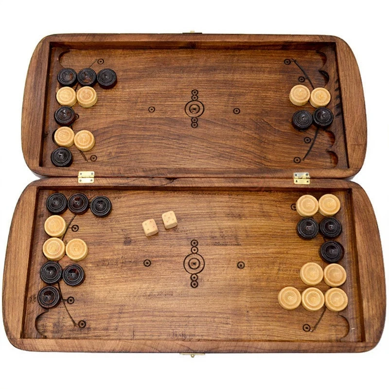 Juego de Backgammon de Madera Hecho a Mano "Sparta" - Grande 18.5x17.3 in Juego de Mesa Tallado Foto 4 de 4