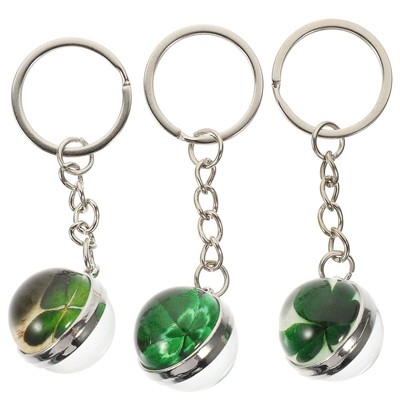  3pcs St.Patrick Day Keychain Noctilucent vier Blattschlüsselringschlüsselhänge