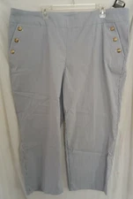 Counterparts Womens 3X Blue White Striped Pants - NEW Goldtone Buttons
