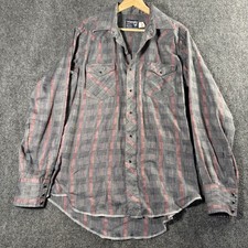 Vtg Wrangler Cowboy Cut Long Tails Grey Western Shirt Men s Large 16-35 USA