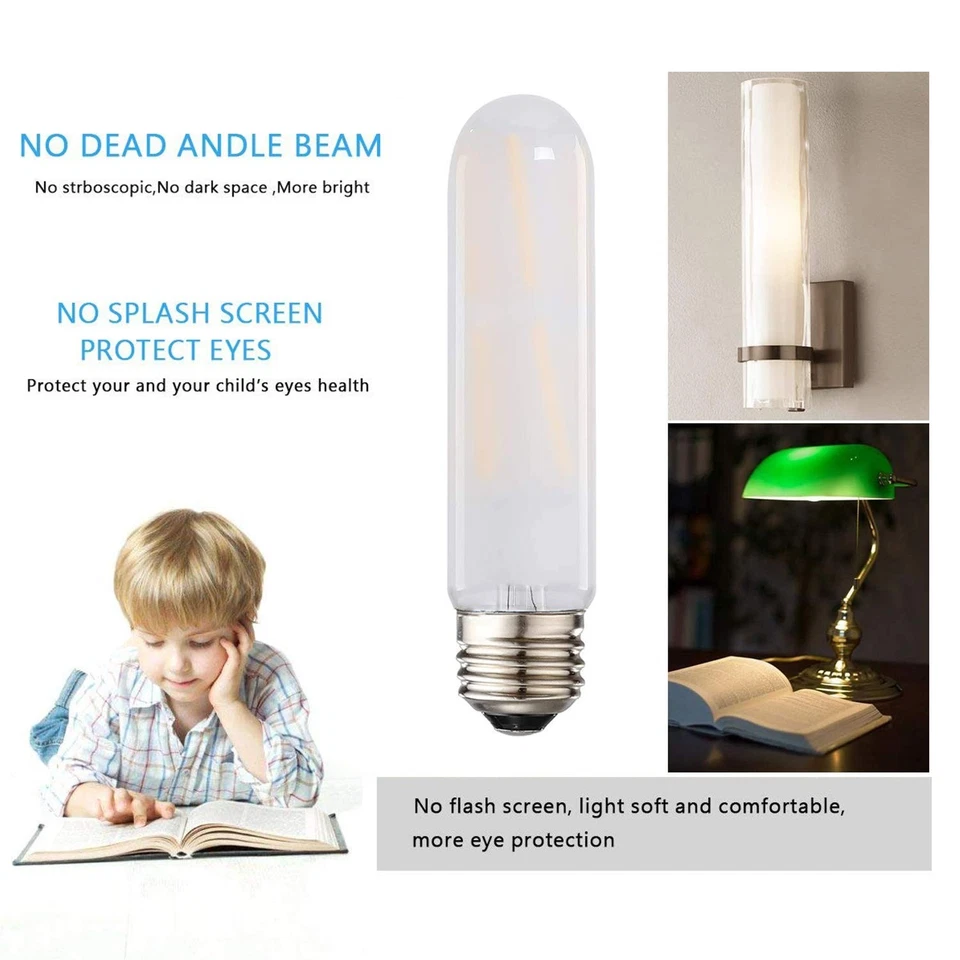 T10 Led Frosted Bulb, 8W Dimmable Tubular LED Light Bulb, 75 Watt Incandescen... - Image 3 of 4