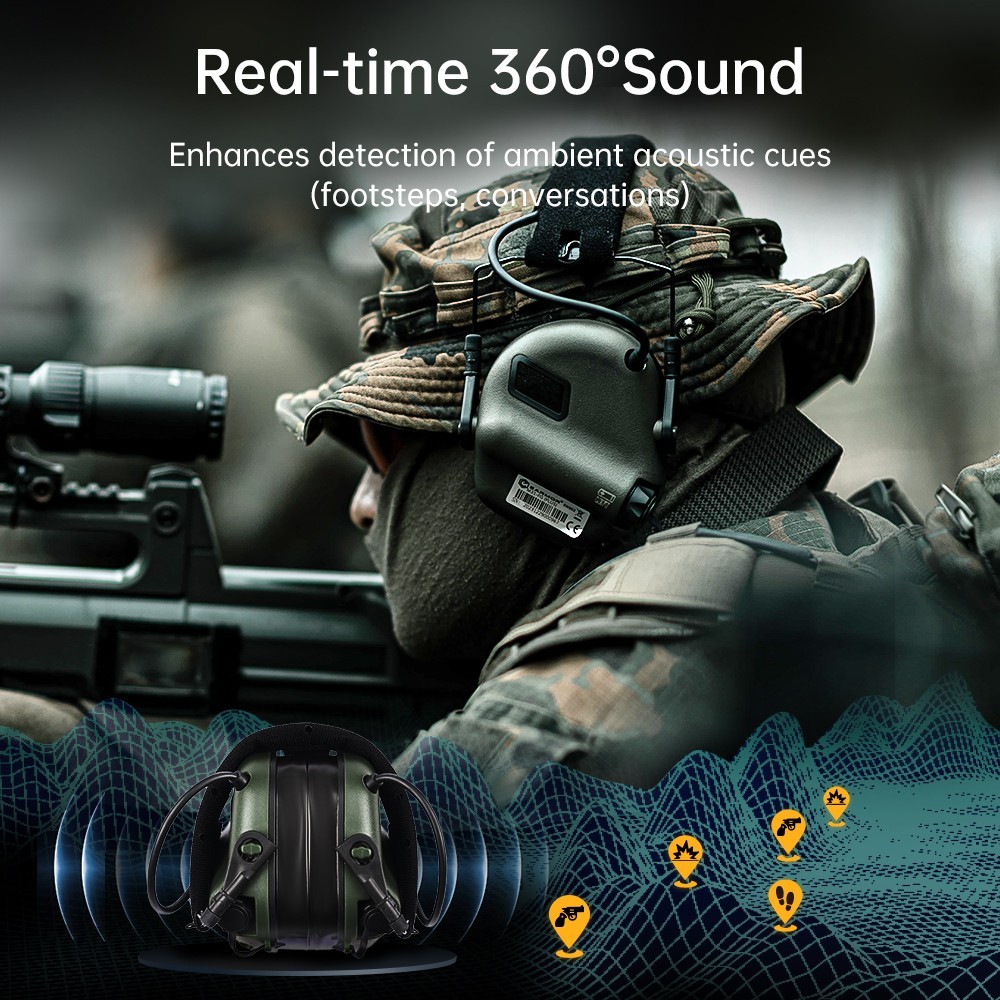 EARMOR M31 PLUS Electronic Shooting Ear Protection Earmuffs for Gun Range Black