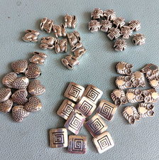 50 Mixed Antique Silver Tone Spacer Beads - Rabbit, Owl, Cross, Fish & Square