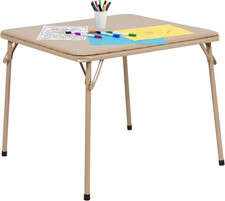 Kids Tan Folding Table W/ Padded Top & Powder Coated Locking Legs