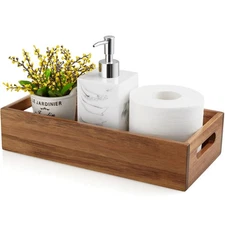 ALELION Acacia Wood Bathroom Storage Basket for Organizing - Toilet Paper Bas...