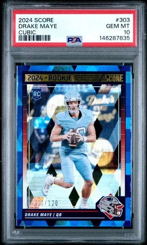 146287835 Drake Maye 2024 Panini Score #303 Cubic Rookie RC /120 PSA 10