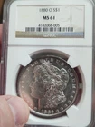 1880-O Morgan Silver Dollar NGC MS61 Silky Reflectivity Unknown VAM