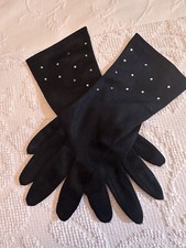 Vintage 1940s Black Sequined Ladies Gloves One Size Fits Most Medium Length