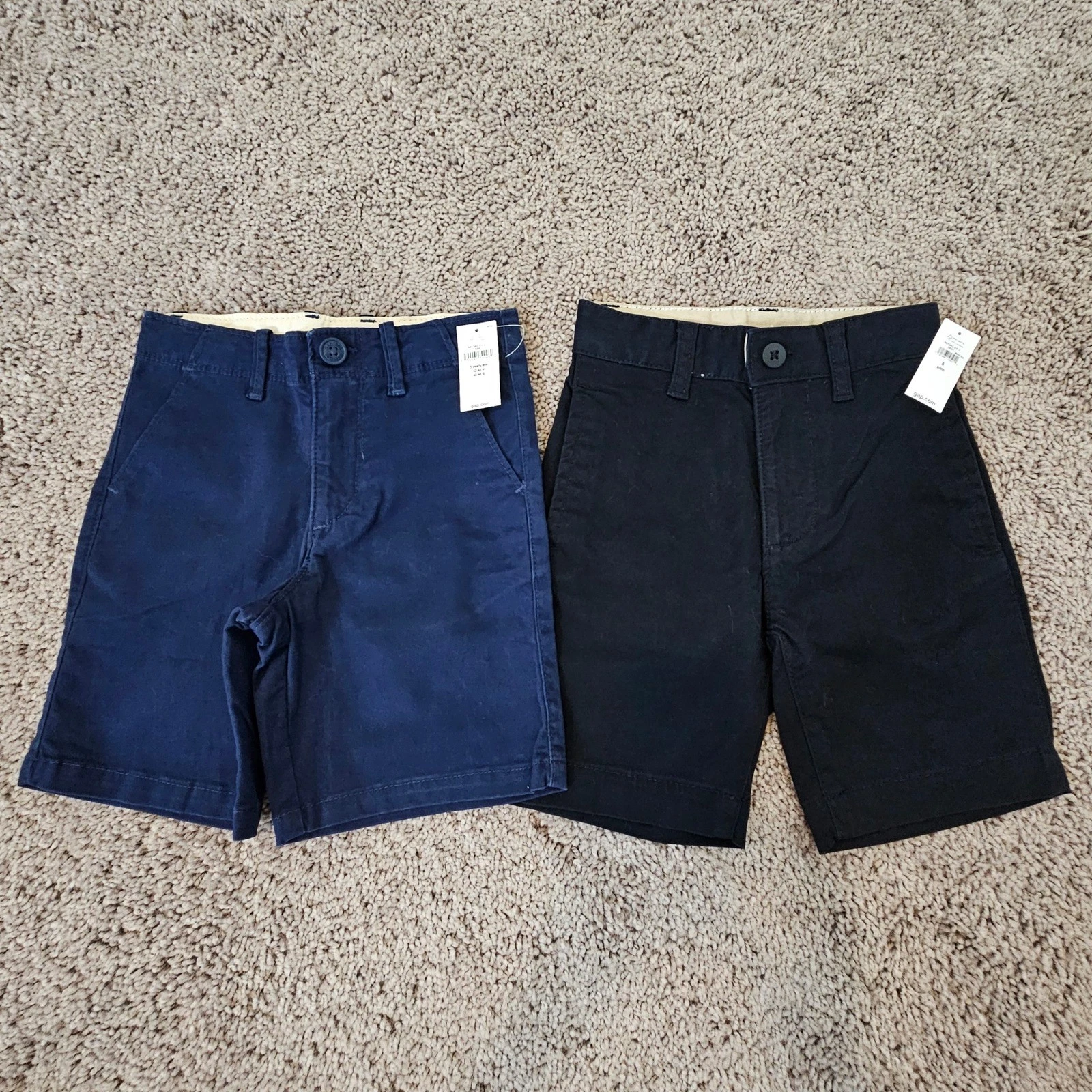Gap Chino Shorts Kids 5 Lot of 2 Navy Blue Black NEW Adjustable Waist Uniform
