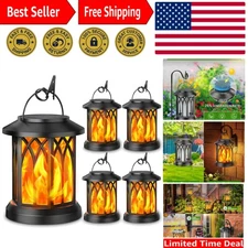 4 Pack Elegant Solar Lanterns with Flickering Flames - Waterproof Outdoor Lights