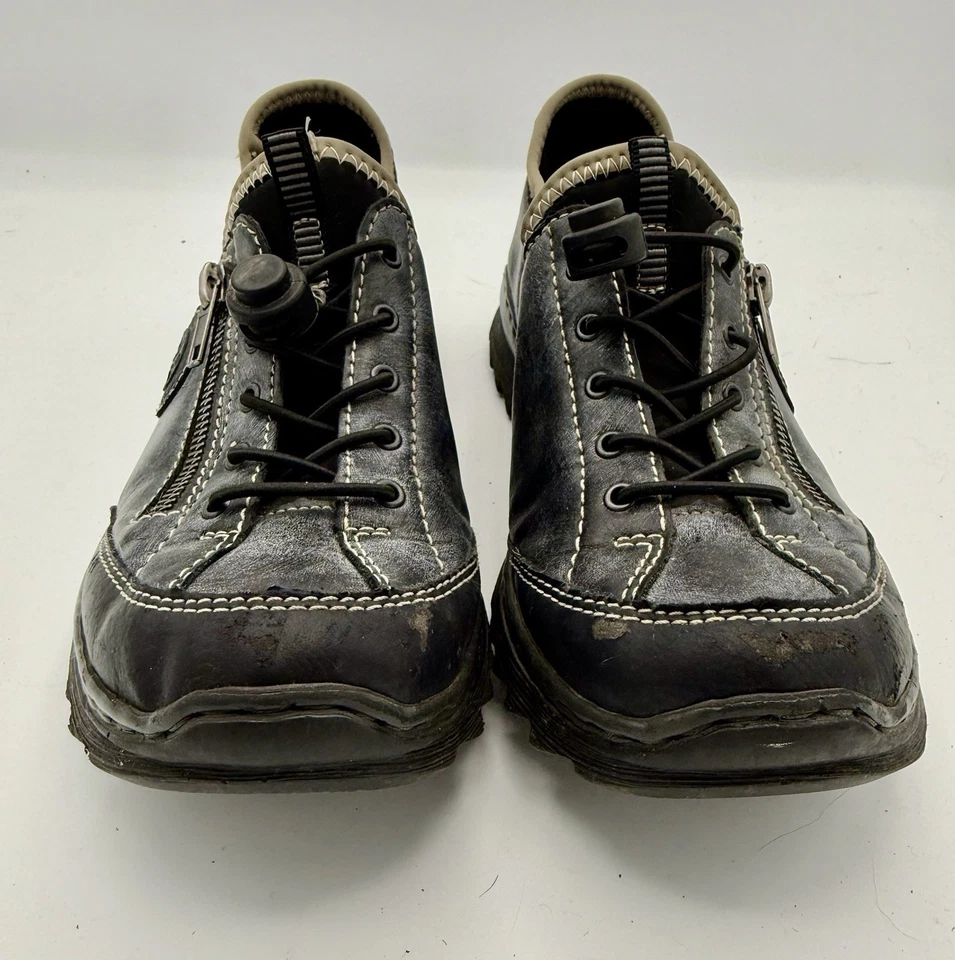 Zapatillas deportivas Rieker Nikita Trainer para mujer de cuero 40 EE. UU. 9 a 9,5 azul océano 1600 Foto 2 de 4