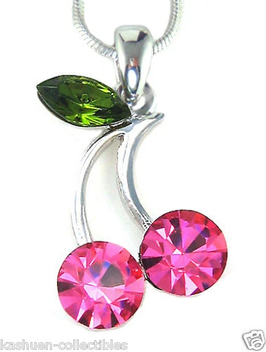Hot Pink CHERRY made with Swarovski Crystal Sexy Juicy Charm