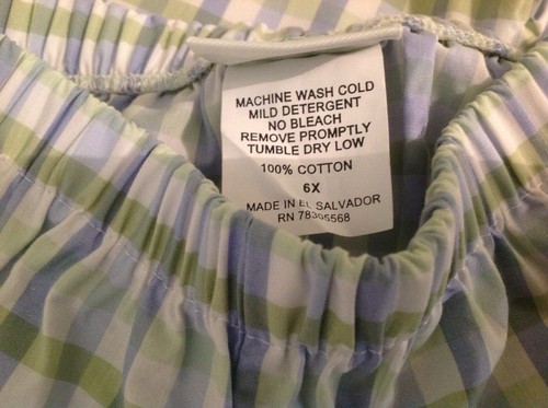 Zuccini Shorts Boys Sz 6X Light Blue Green Check Plaid Elastic Waist CottonNew - Picture 6 of 6