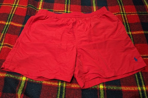 Polo Ralph Lauren Swim Trunks Mens Red Lined Nylon Swimwear Pockets Pony Sz XL - 第 1/5 張圖片