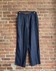 Max Mara Women’s Linen Pants, Sz 14 Italy Navy Blue White Pinstripe — photo 1