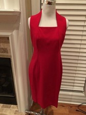 Talbots Red Modern Cut Wiggle RAYON NYLON Dress 60s Style Sexy PETITES Size 2