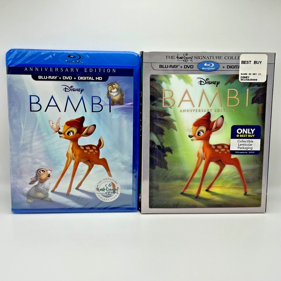 DISNEY BAMBI BLU-RAY + DVD + DIGITAL HD W/ LENTICULAR SLIPCOVER BRAND NEW SEALED - Image 2 of 3