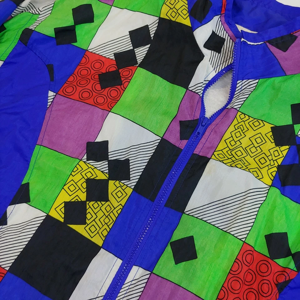 VTG Retro Windbreaker jacket funky skate surf chill party 90s Jennifer Moore XL - Изображение 4 из 4