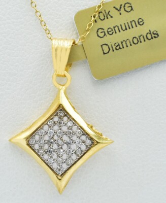 ECHTER 0,25 kt DIAMANT ANHÄNGER 10 K GELBGOLD - kostenloses Zertifikat Bewertung