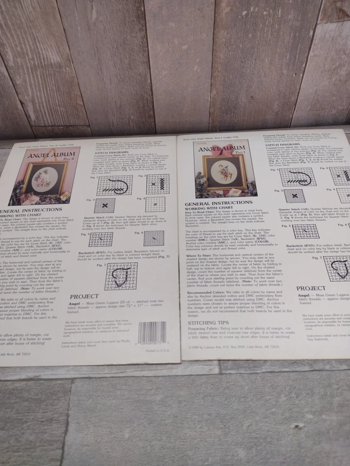 VTG Cross Stitch Pattern Booklet Angel Album Part 1 & 2 Carol Emmer Leisure Arts - Image 4 of 4