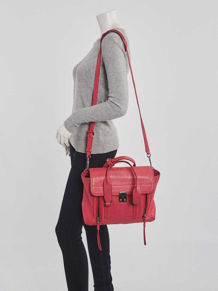 3.1 Phillip Lim Pink Shark Embossed Leather Medium Pashli Satchel 