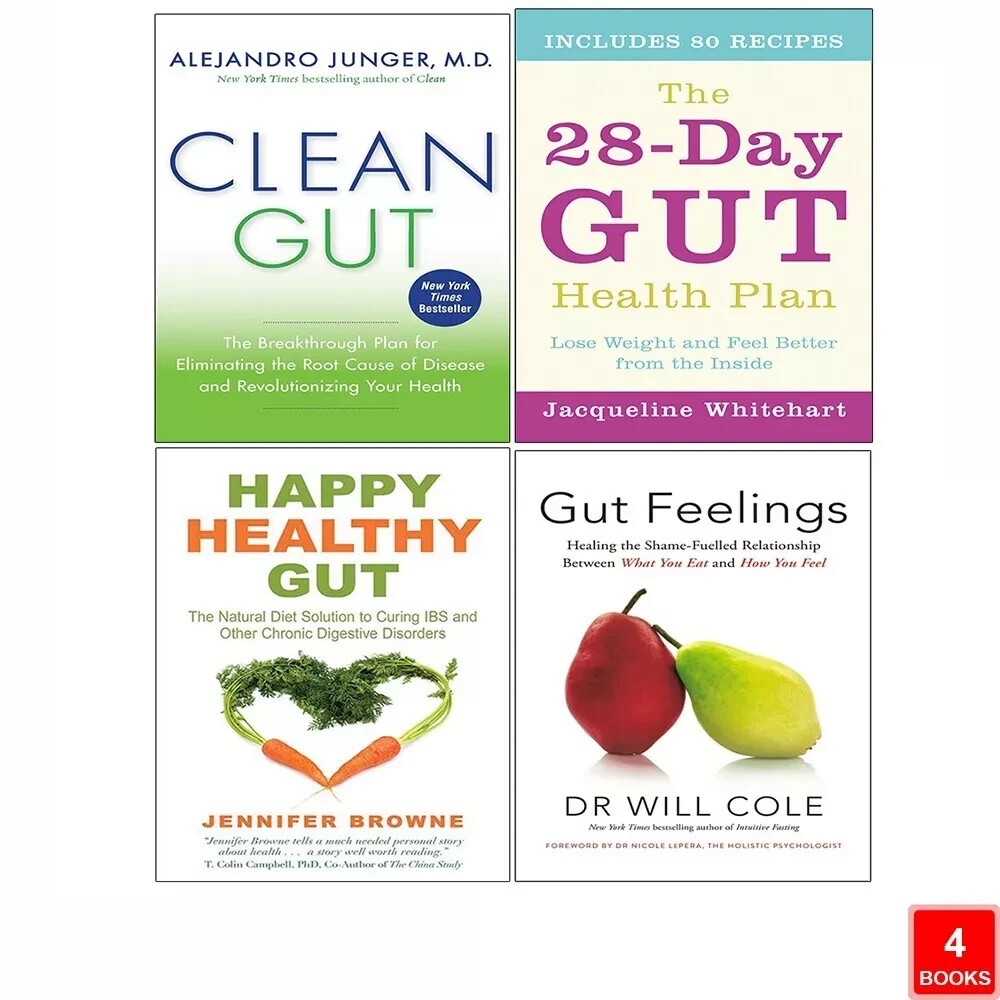 Gut Feelings,Clean Gut, 28 Day Gut Health Plan, Happy Healthy Gut 4 Books Set